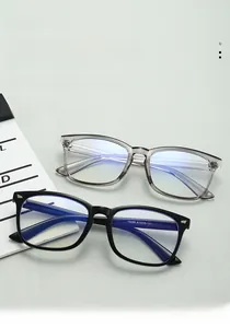 Detail view of durable metal hinges and frame size parameters on blue light glasses
