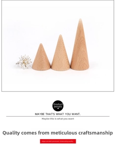 Detail of sunflower zircon ring displayed on three solid wood conical jewelry stands