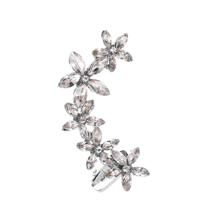 Silberne Ohrklemme mit fünf Strass-Blumen-Designs für Ohren ohne Ohrlöcher