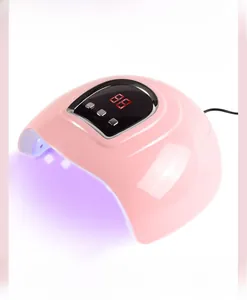 Detail van roze 54W UV LED-nagellamp met 18 leds en digitaal timerdisplay
