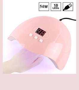 54W roze nagellamp met 18 LED's en 30s/60s/90s timers die paars uithardingslicht toont