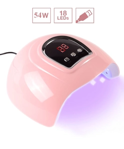 Roze 54W UV LED nagellamp met 18 kralen en digitaal display voor het drogen van gel