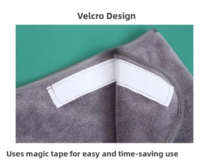 Detail view of microfiber hair turban with white magic sticker velcro closure design