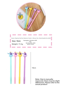 Detail showing 18cm cute elephant gel pens in four pastel colors with silicone toppers
