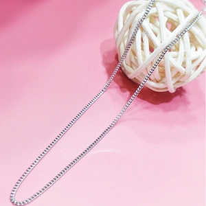 Collar de Cadena de Eslabones de Plata de Ley 925 para Mujer Minimalista Chapado en Oro Blanco Diseño Italiano Joyería
