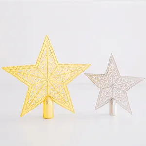 Christmas Tree Topper Star Hollowed Out Plastic Five Pointed Star Ornament For Holiday Home Xmas Party Decoration