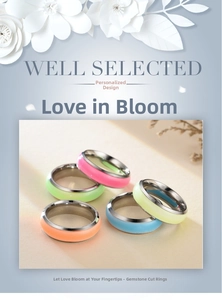 Close-up of five colorful luminous rings in orange green pink blue and yellow