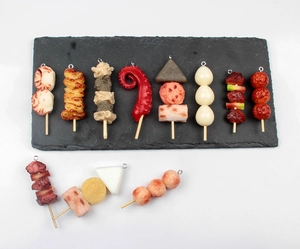 Detailed collection of realistic miniature food skewers charms for bag decoration