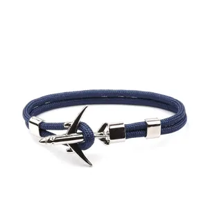 Airplane Clasp Braided Rope Bracelet Nautical Anchor Motif Jewelry For Men Women Outdoor Travel Trendy Accessory Alloy