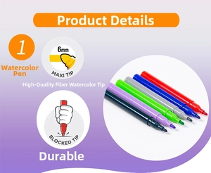 Dettaglio di pennarelli acquerellabili punta maxi 6 mm con punte in fibra bloccate resistenti in sei colori