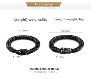 Detail specifications of 11mm and 12mm stainless steel Cuban bracelets for men