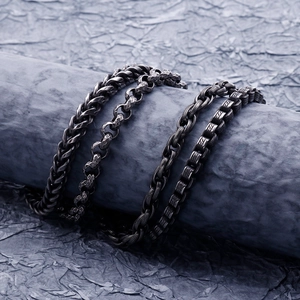 Retro stainless steel double-layered men's bracelets with diverse weave textures