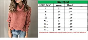 Gedetailleerde maattabel voor dames gebreide trui met hoge hals van maat S tot 5XL