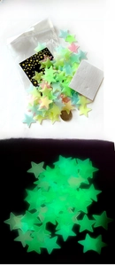 Luminous star stickers detail showing mixed macaron colors and night glow effect with adhesive