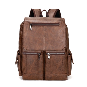 Vintage PU Leather Backpack For Men Large Capacity Waterproof Fashion School Bag Casual Laptop Travel Rucksack