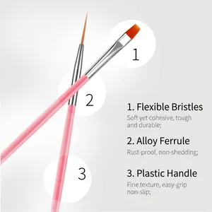15pcs professional nail art brush set with liners and flat brushes for DIY manicure