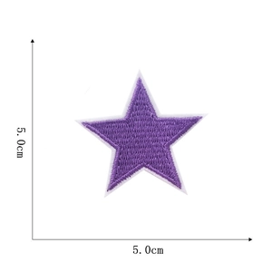 Detailed dimension guide for the 5cm purple embroidered star patch with white border