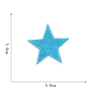 Blue star-shaped embroidery patch measuring 5.0x5.0cm on a clean white background