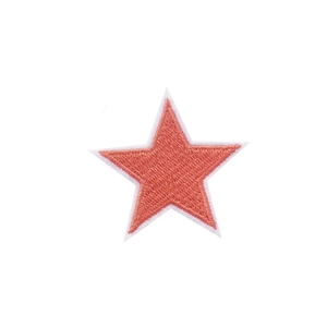 Star-shaped orange embroidery patch with white border for clothing repair and DIY