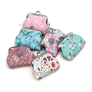 Floral canvas coin purses with vintage metal kiss-lock closure in various patterns