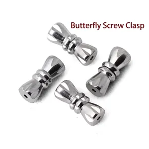 Silberne Schraubverschlüsse in Schmetterlingsform aus gebürstetem Metall für DIY-Schmuck