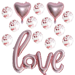 Roségoldenes Love-Ballon-Set mit Herzformen und Konfettiballons für Hochzeitsdekoration
