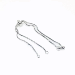 Adjustable silver box chain slider bracelet with jump rings for DIY jewelry making