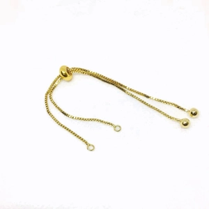 Adjustable golden box chain with slider bead and open rings for DIY jewelry making