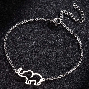 Bracelet minimaliste en acier inoxydable avec pendentif éléphant creux sur chaîne O