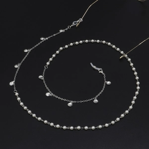 Chaîne De Lunettes Argent Alliage Anti-perte Cordon À Lunettes Avec Künstliche Perles D'imitation Et Pendentifs Coquillage Pour Femmes