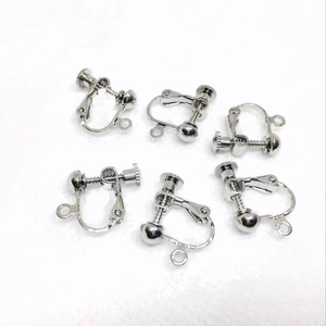 Detailed silver screw earring converter with loop for DIY non-pierced jewelry making