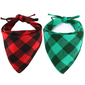 Plaid Pet Bandana Cotton Triangle Scarf Adjustable Dog Cat Saliva Bib Buffalo Check Pattern Soft Neck Accessories