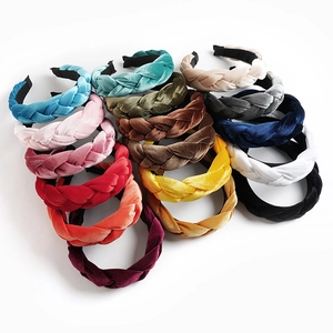 Braided velvet headbands for women in multiple colors with thick padded twist design