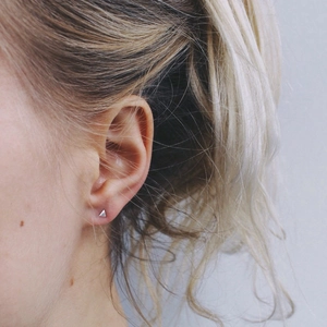 Minimalist Stainless Steel Geometric Stud Earrings For Women Square Triangle Round Heart X Shape Gold Silver Rose Gold Tiny Piercing Jewelry