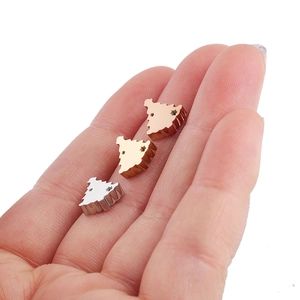 Christmas tree shaped stainless steel DIY beads in silver gold and rose gold finishes