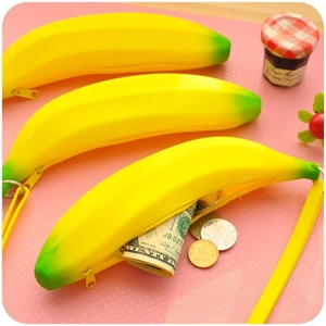 Banana Shape Silicone Coin Purse Zipper Pouch Handheld Mini Wallet For Students Kids Women Creative Novelty