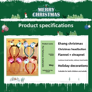 Detail of Christmas reindeer antler headbands with plush fabric and LED light feature