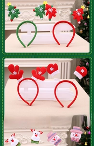 Detail of Christmas headbands set featuring sequined trees and reindeer antlers decor