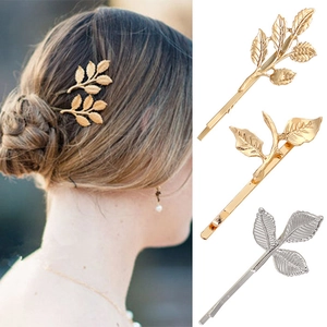 Elegant Leaf Hair Clip Gold Silver Plated Alloy Tree Branch Bobby Pin Side Hairpin For Women Girls Vintage Nature Accessory