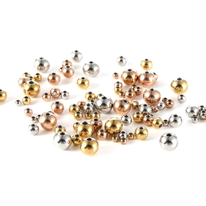 Polished stainless steel beads in gold silver and rose gold for DIY jewelry making