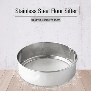 304 Stainless Steel Flour Sifter Fine Mesh Round Professional Sieve Baking Tool For Kitchen Cooking And Sifting