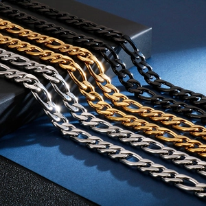 Catena NK piatta in acciaio inossidabile argento oro e nero per bigiotteria