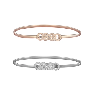 Elastic gold and silver bow chain belts for sweaters and dresses with metal knit buckle