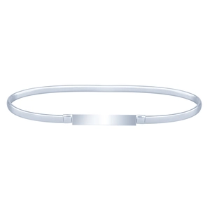 Elegant silver elastic metal spring belt with a polished rectangular buckle for women