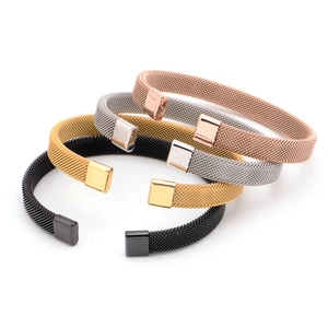 Bracelets en acier inoxydable tressé en maille en or, argent, noir et or rose