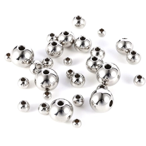 Polished silver stainless steel spacer beads with holes for DIY jewelry making and crafts