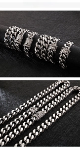 Silver Cuban link necklace and bracelet detail with high-polish finish and diamond clasp