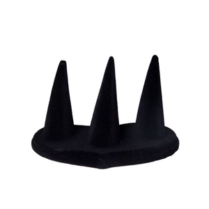 Three-finger black velvet cone ring display stand for jewelry counter showcase organizer