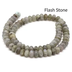 Detailed view of natural grey labradorite stone beads for DIY jewelry making