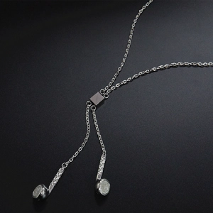Polished silver stainless steel hip hop necklace featuring creative headphone pendant design